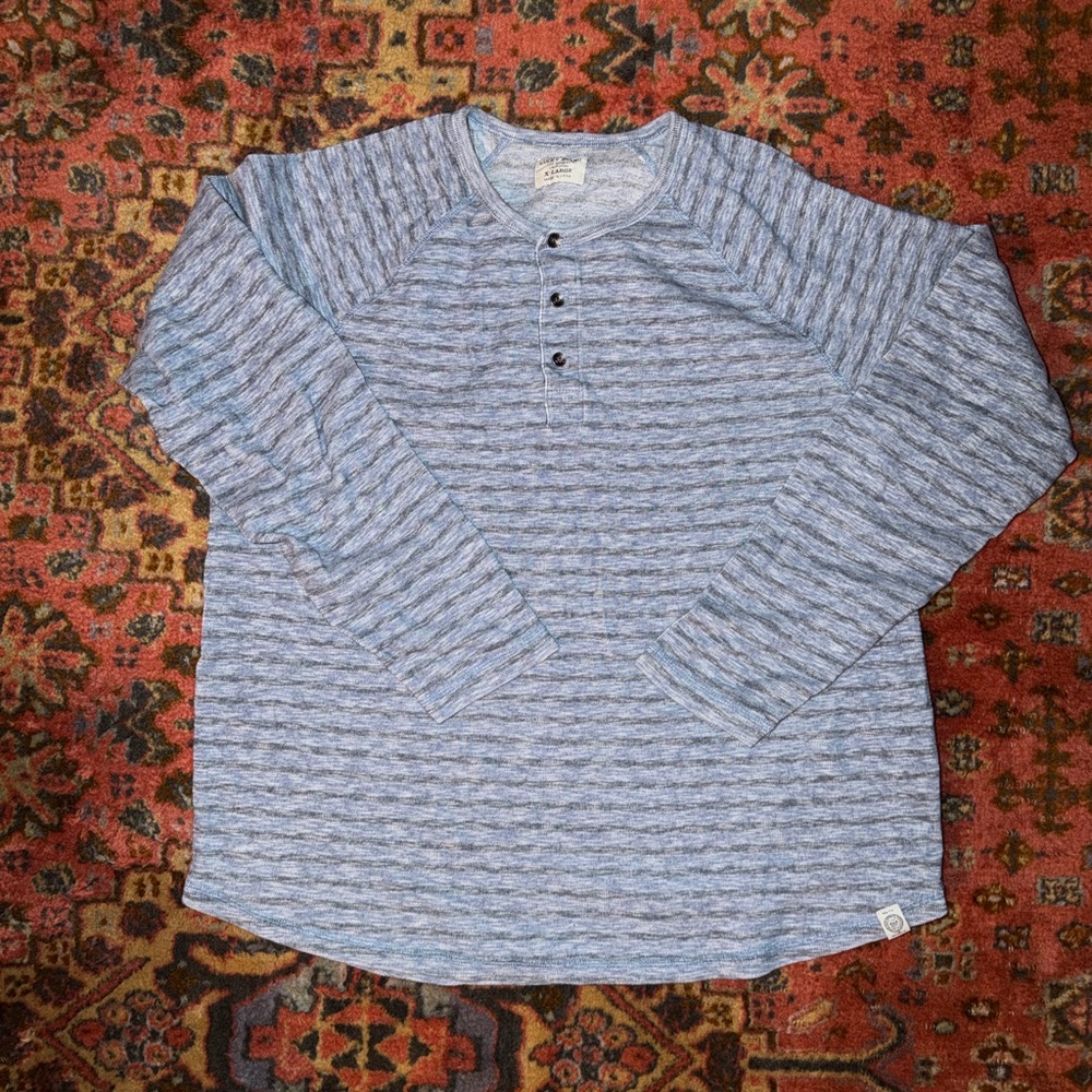 Lucky Brand Blue Heathered Henley Shirt